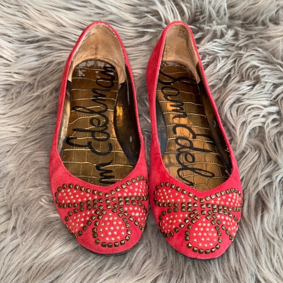 EUC Sam Edelman Charleen Red Studded Boho Flats Size 9 - Picture 2 of 8